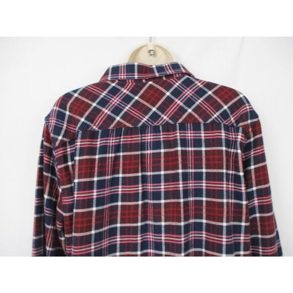 LL Bean Womens Scotch Plaid Flannel Shirt Size 16 Red Relaxed Fit Top 488594 - Picture 3 of 15